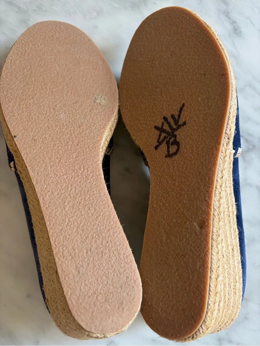 Jack Rogers Palmer Wedge Navy Suede Espadrille Open Toe, Womens 8 US, New